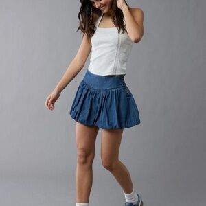 New American Eagle Bubble Skort Blue Denim Skirt size 6